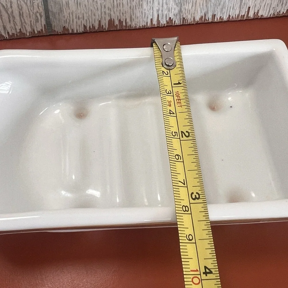Austrian Clawfoot Bathtub Soap Dish Trinket 6in White Ceramic Floral Doll VTG